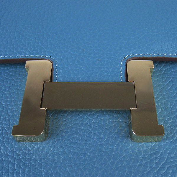 7A Hermes Oxhide Leather Message Bag Middle Blue H017 - Click Image to Close